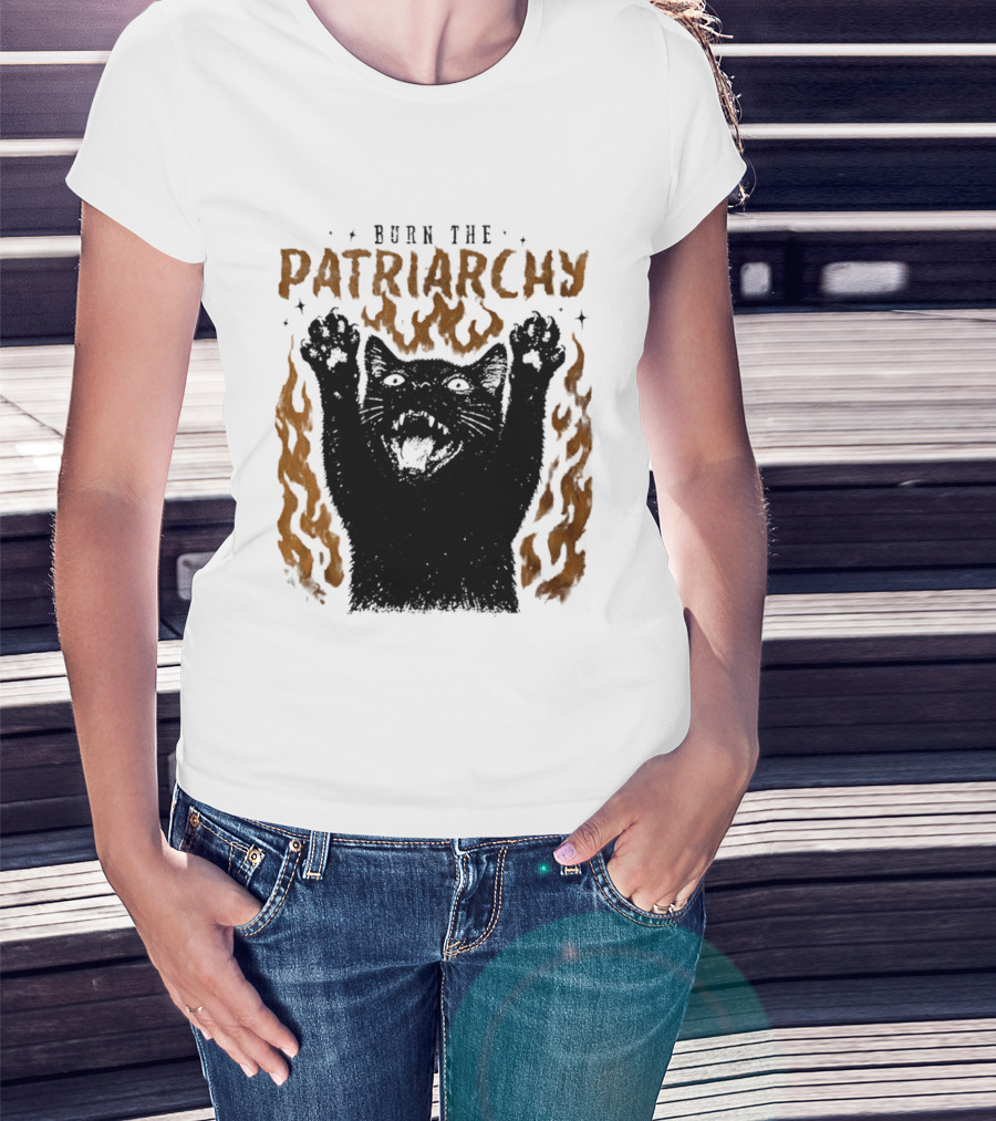 Burn The Patriarchy Feminism Cat Empowerment T-Shirt