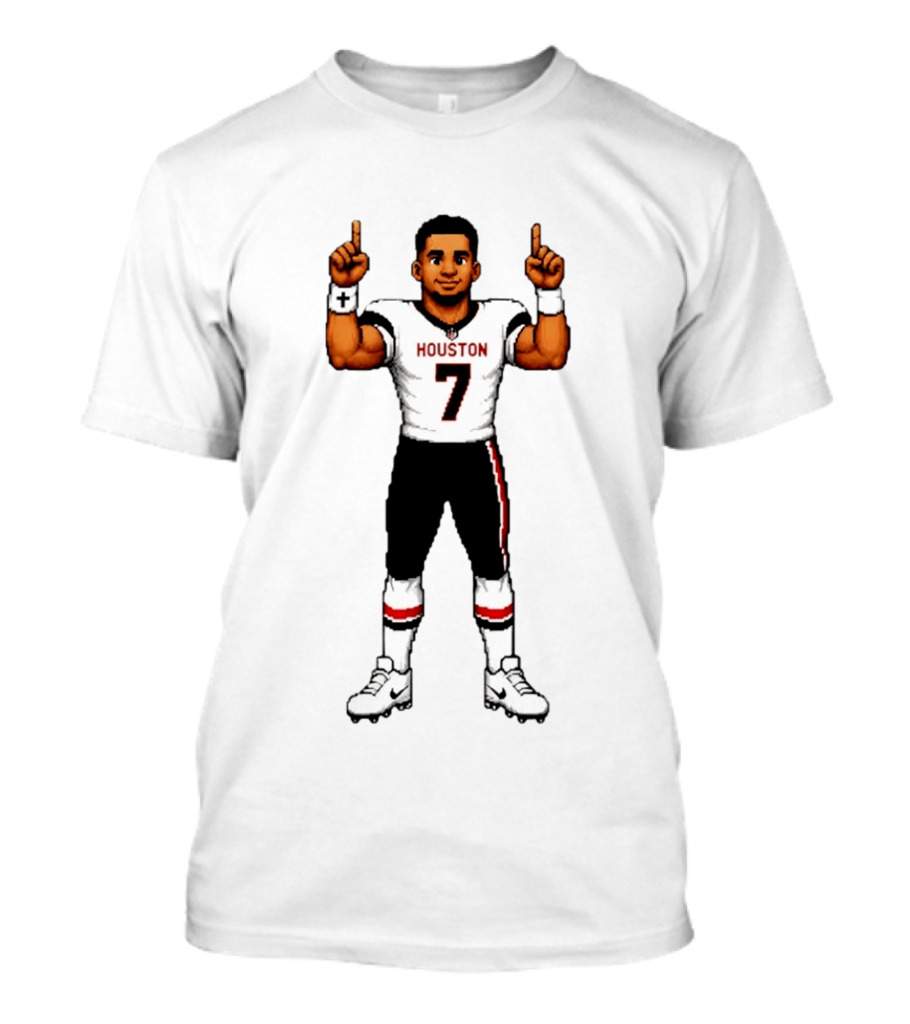 CJ Stroud Houston Texans The Field General 8 Bit Games Houston 7 T-Shirt