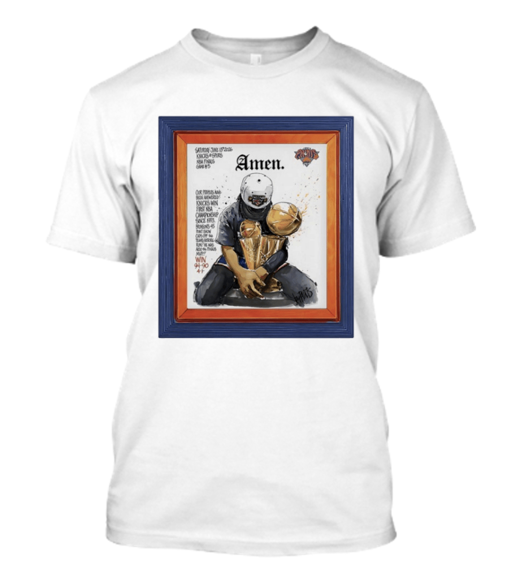 Saturday June 15 2026 Knicks Spurs NBA Finals Game 6 Amen Knicks Win First NBA Championship Since 1973 Win 4 90 47 T-Shirt