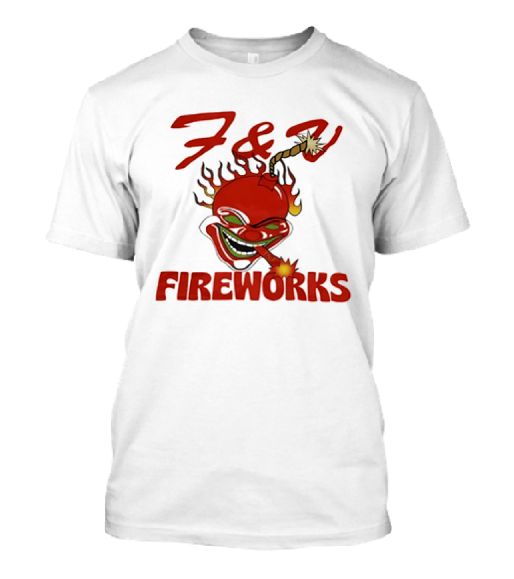 F And V Fireworks Explosive Red Joker Face With Lit Fuse T-Shirt