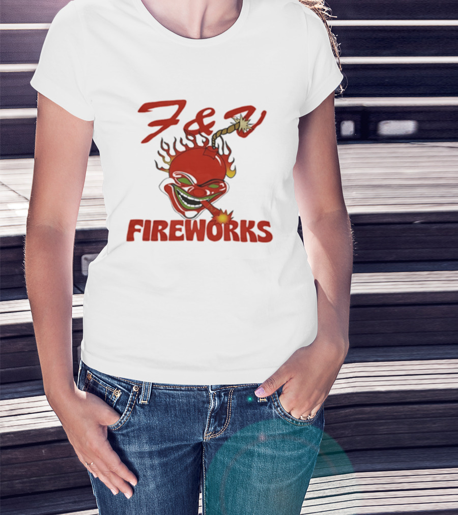 F And V Fireworks Explosive Red Joker Face With Lit Fuse T-Shirt