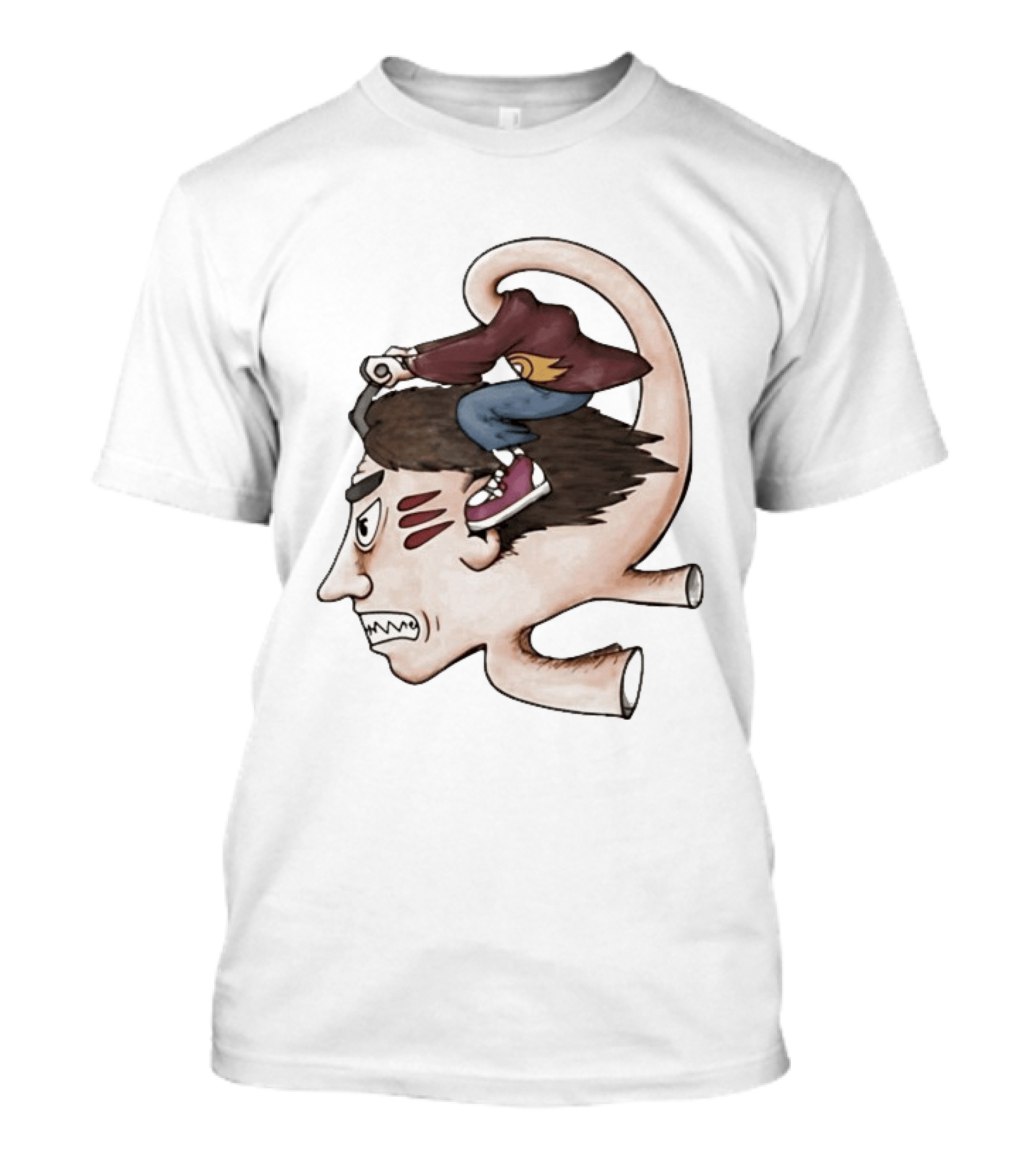 Man Riding His Own Head Retro Surreal Art Rider T-Shirt