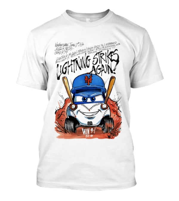 Mets Nolan McLean Baseball Lightning Strikes Again June 17 NYC T-Shirt