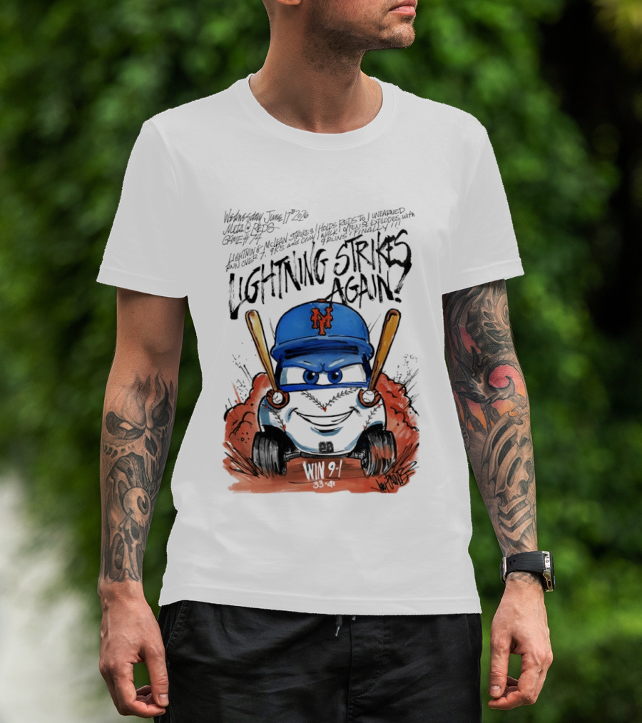 Mets Nolan McLean Baseball Lightning Strikes Again June 17 NYC T-Shirt