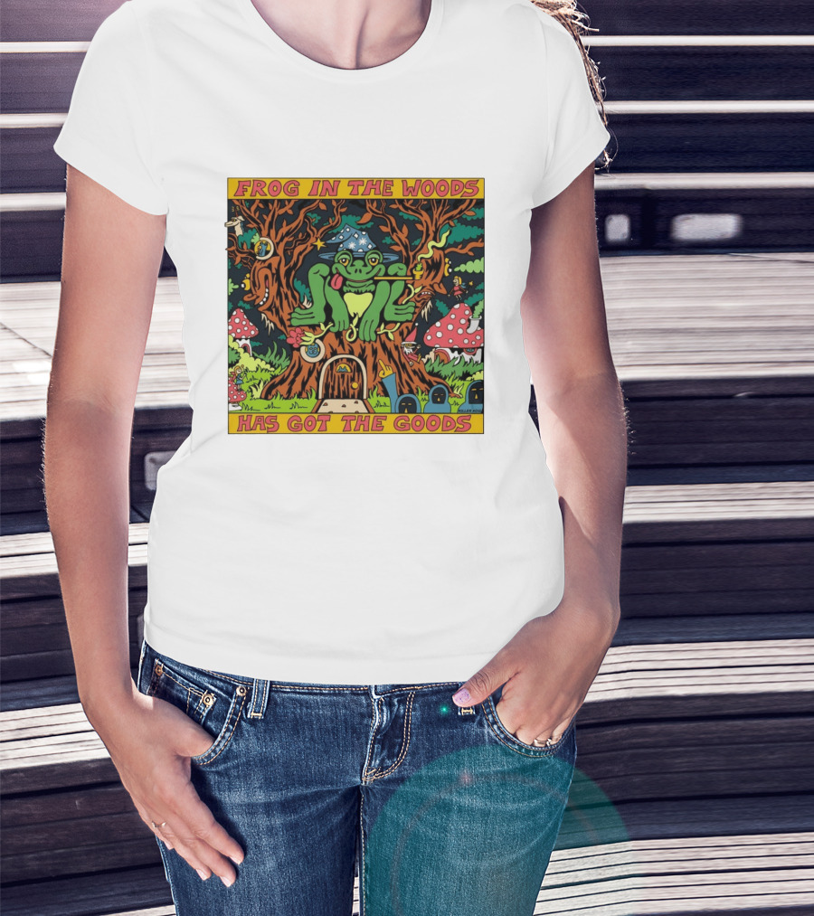 Frog In The Woods Has Got The Goods Killer Acid Psychedelic Forest Scene T-Shirt