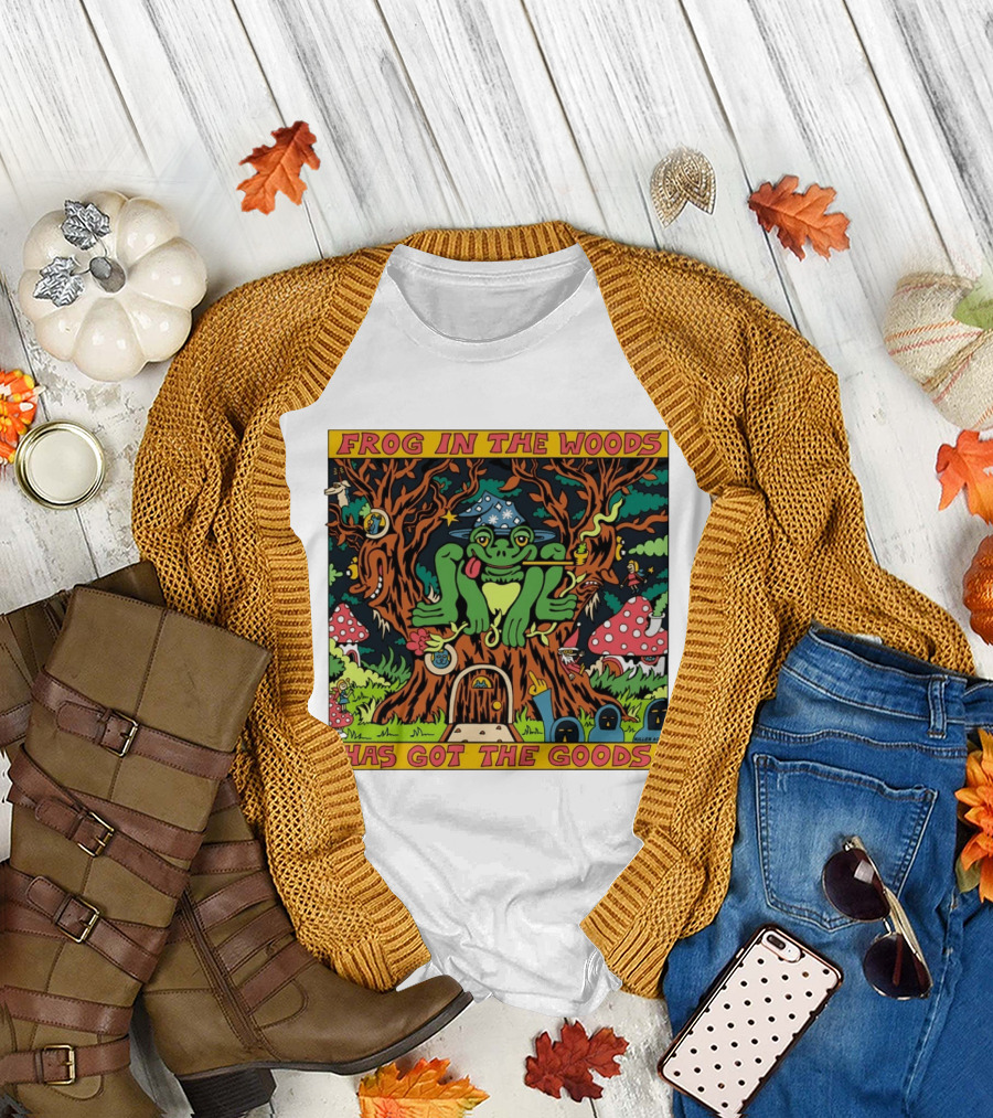 Frog in the Woods Has Got the Goods Killer Acid Psychedelic Forest Scene T-Shirt