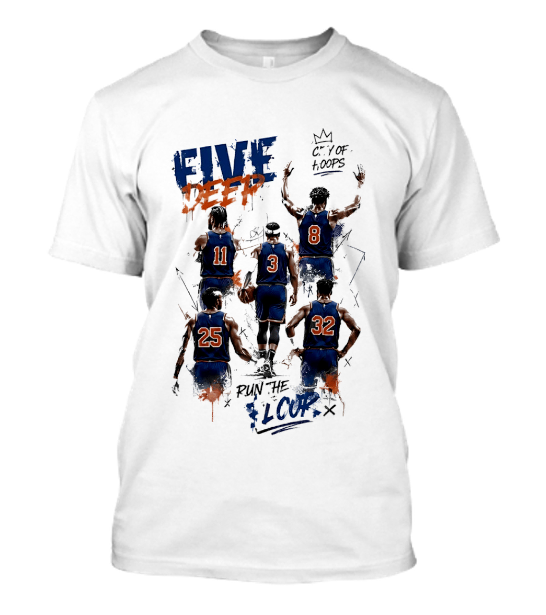 New York Knicks Five Deep City Of Hoops Run The Floor T-Shirt