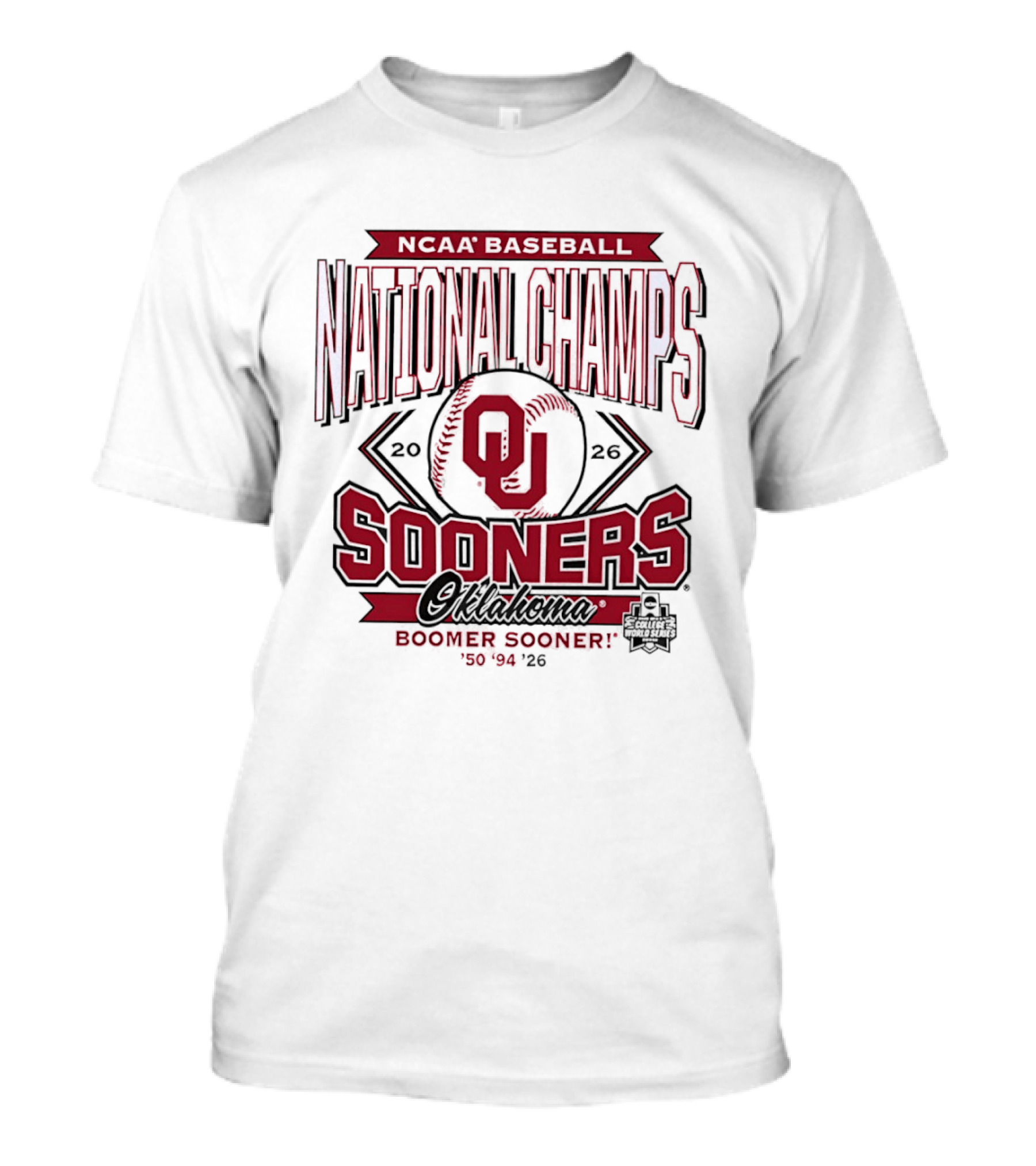 NCAA Baseball National Champs Oklahoma Sooners 2026 Boomer Sooner T-Shirt