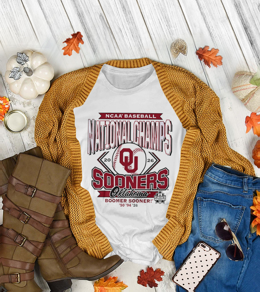 NCAA Baseball National Champs Oklahoma Sooners 2026 Boomer Sooner T-Shirt