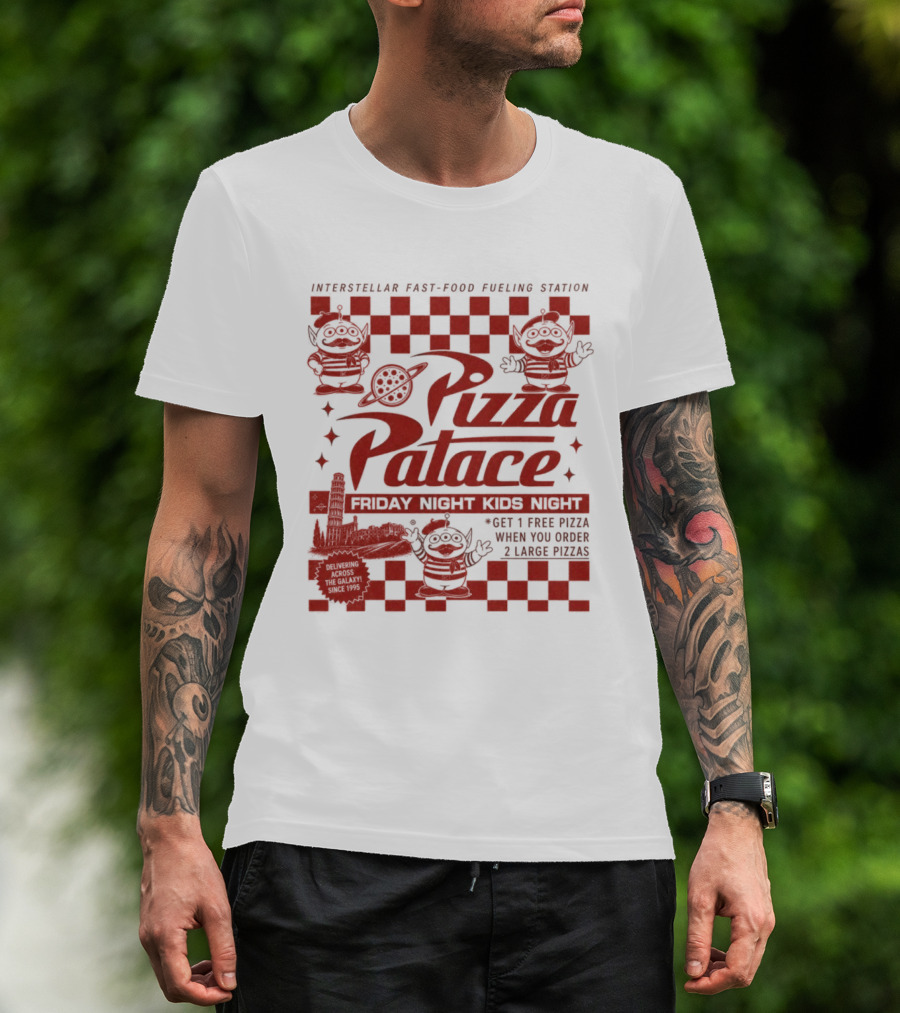 Pizza Palace Skeeball Fast Food Arcade Person Get 1 Free Pizza T-Shirt