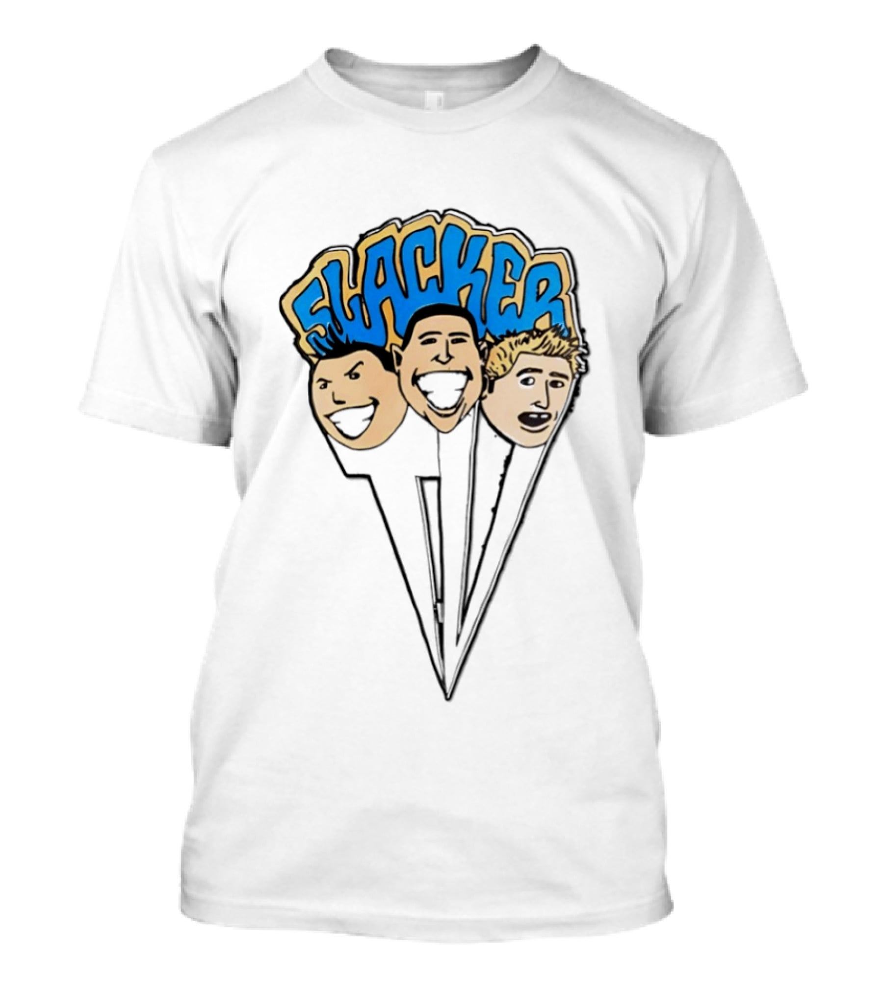 Slacker Cartoon Heads Punk Rock Trio T-Shirt