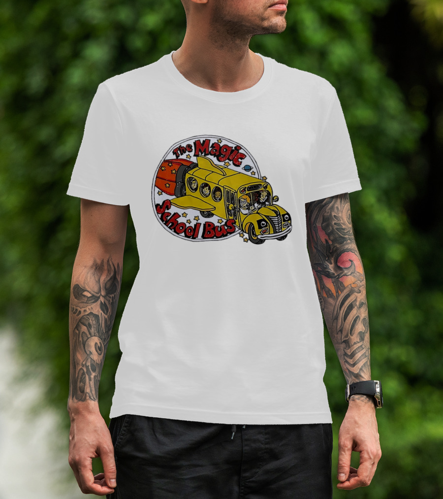 The Magic School Bus Ms Frizzle Arnold Class Characters Cartoon Rocket Bus T-Shirt