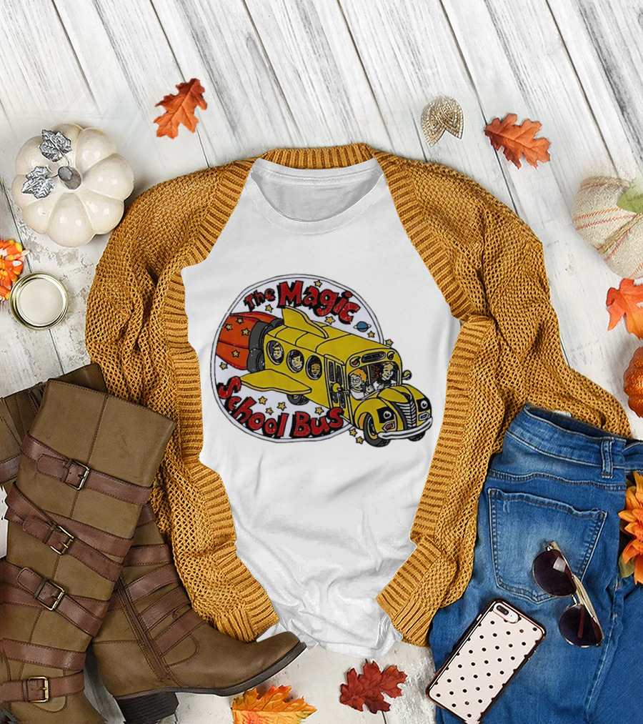The Magic School Bus Ms Frizzle Arnold Class Characters Cartoon Rocket Bus T-Shirt