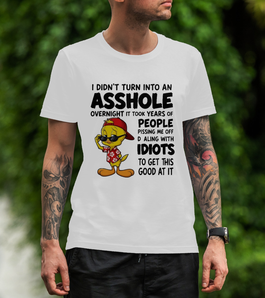 Tweety Bird I Didn't Turn Into An Asshole Overnight It Took Years Of People Pissing Me Off Dealing With Idiots T-Shirt