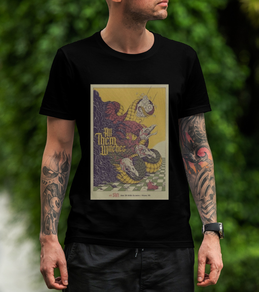 All Them Witches Slift June 29 2026 Olympia Paris FR Serpent Creature Checkerboard T-Shirt
