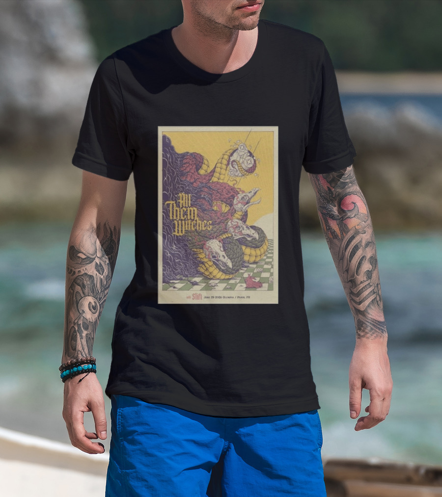 All Them Witches Slift June 29 2026 Olympia Paris FR Serpent Creature Checkerboard T-Shirt