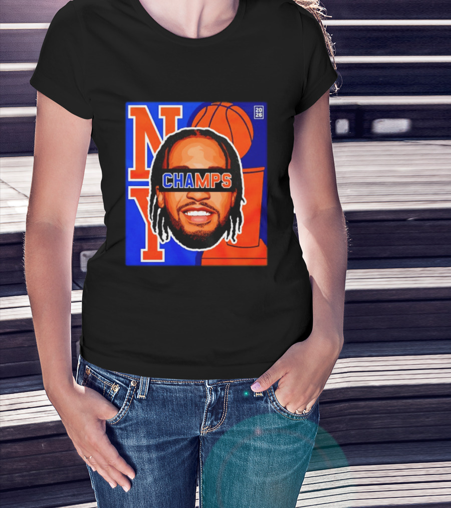 Jalen Brunson New York Knicks 2026 Champs Big Head NBA Basketball T-Shirt