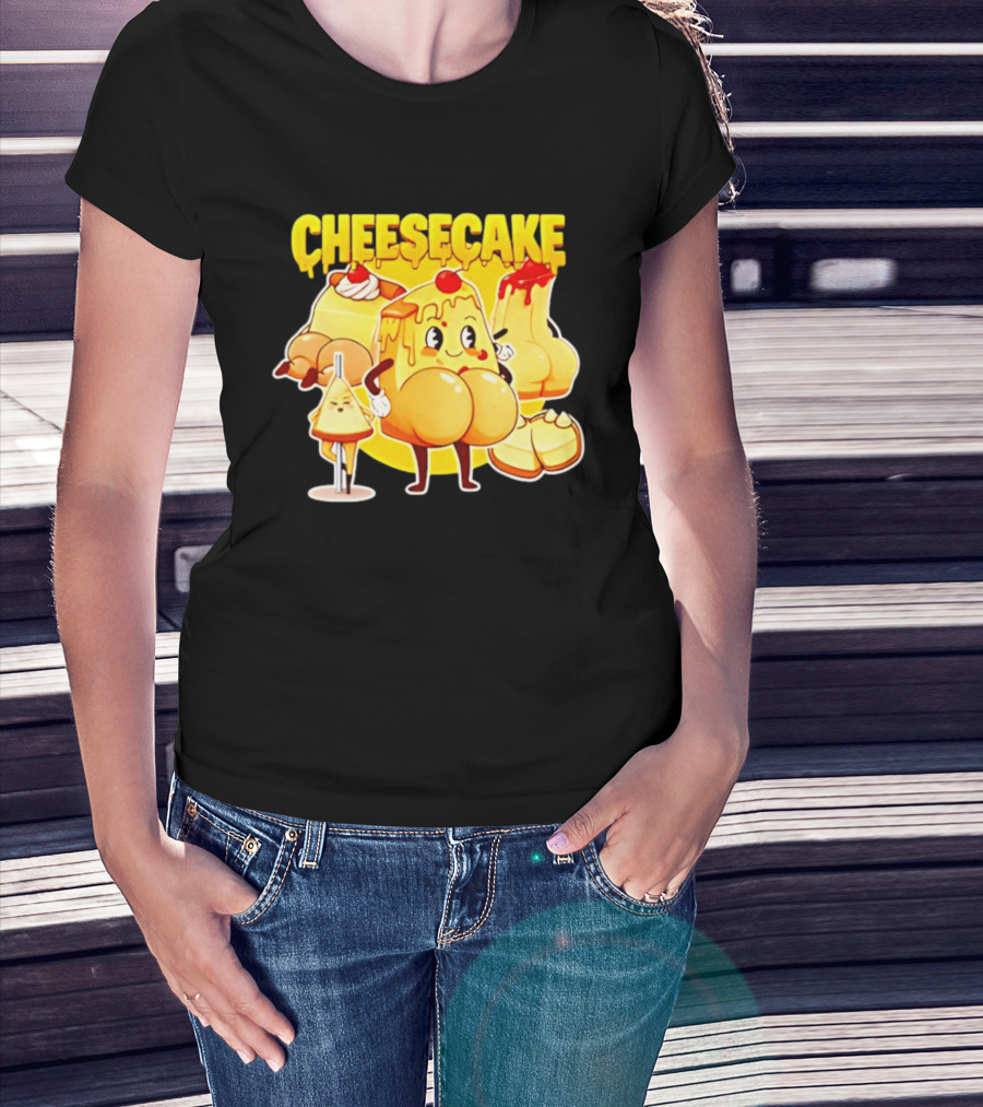 Cheesecake Delicious Cartoon Characters With Cherry And Whipped Cream T-Shirt