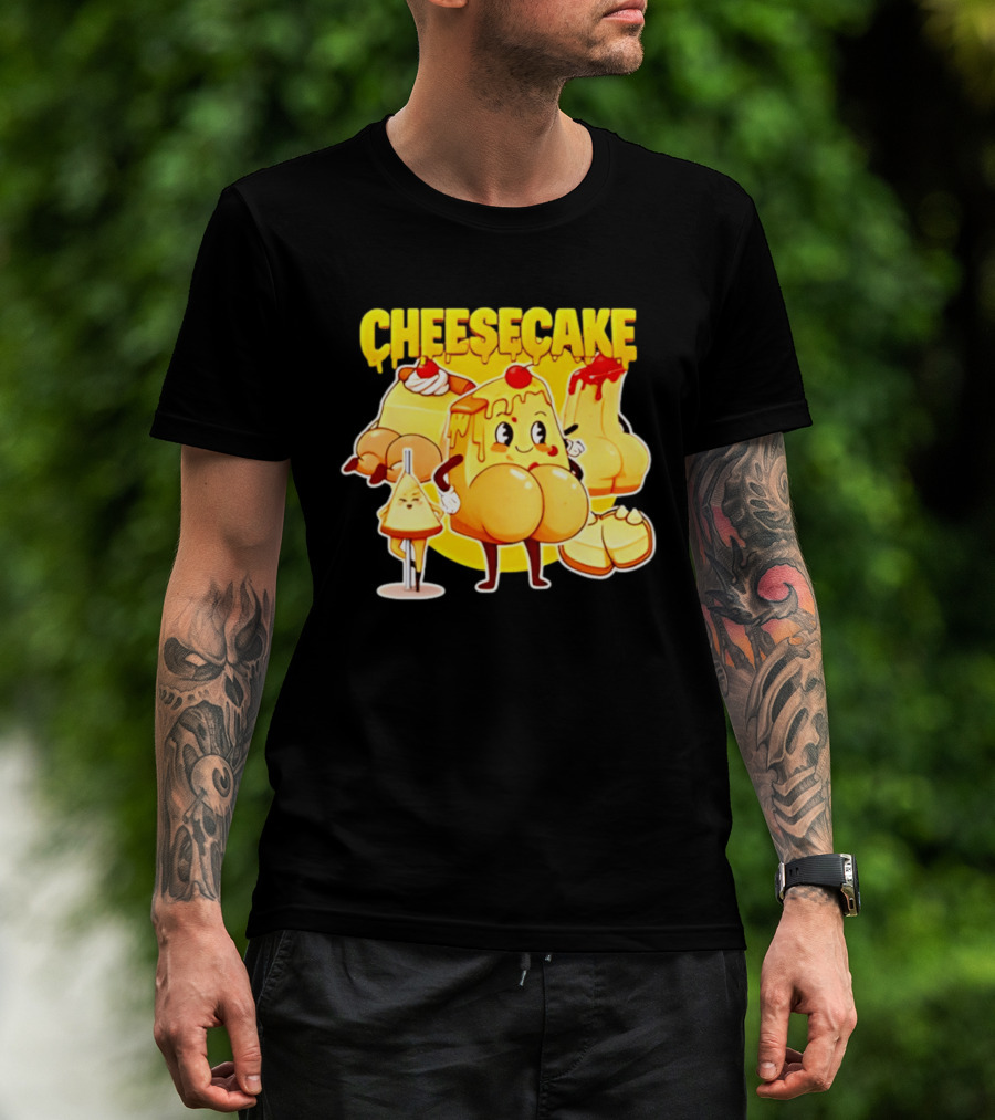 Cheesecake Delicious Cartoon Characters With Cherry And Whipped Cream T-Shirt