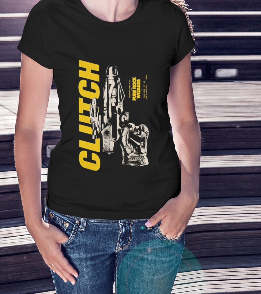 Clutch Pure Rock Wizards Tour Retro Sci Fi Mechanical Arm T-Shirt