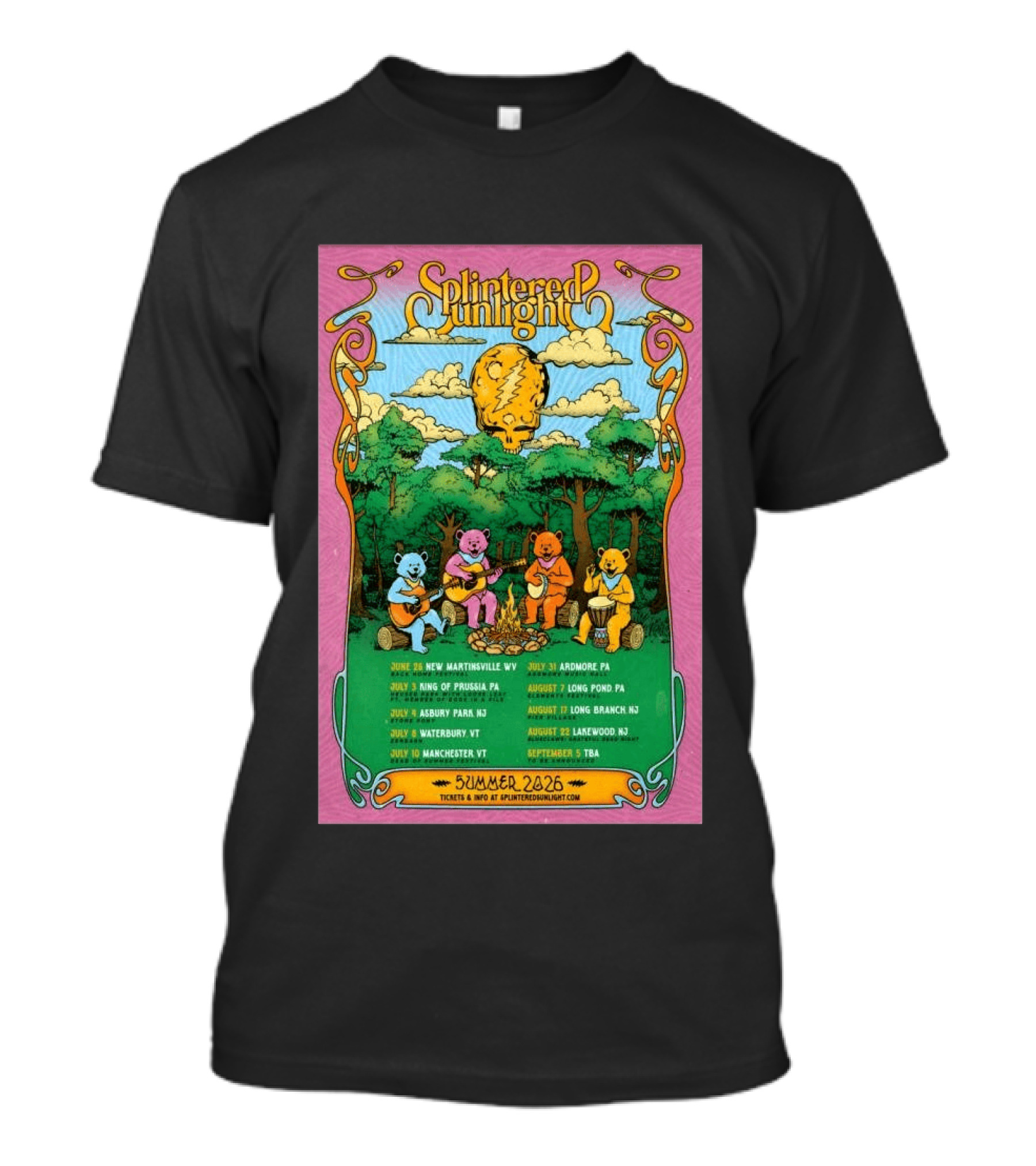 Splintered Sunlight Summer 2026 Tour New Martinsville King Prussia Asbury Waterbury Manchester Ardmore Long Pond Branch Lakewood T-Shirt