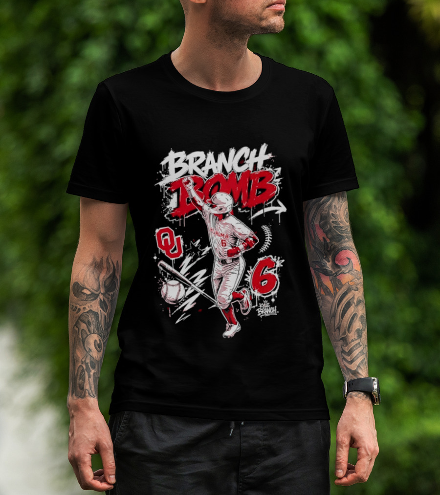 Branch Bomb Oklahoma Sooners 6 Baseball Graffiti T-Shirt