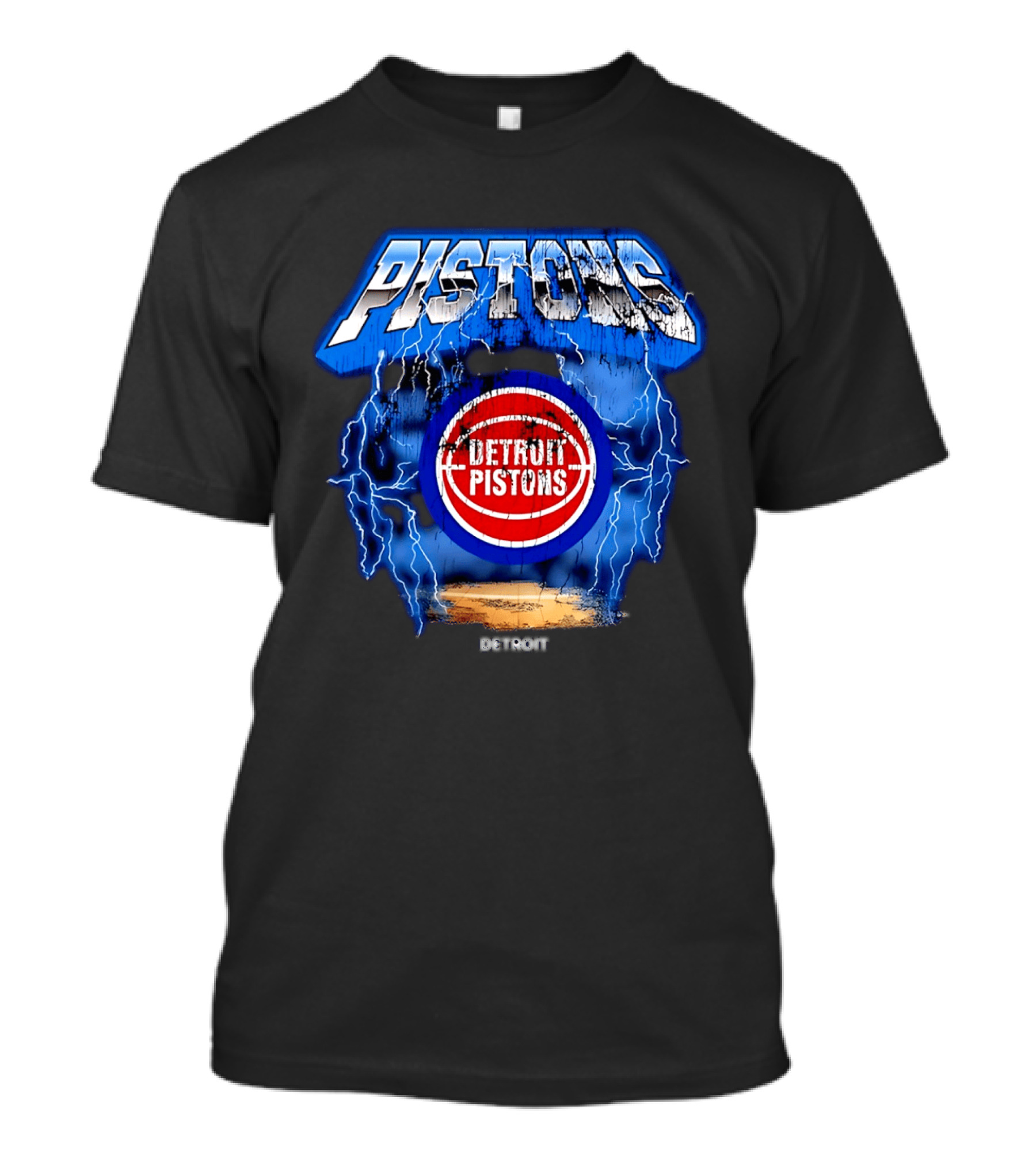 Detroit Pistons Lightning Effects Blue Electric Impact T-Shirt