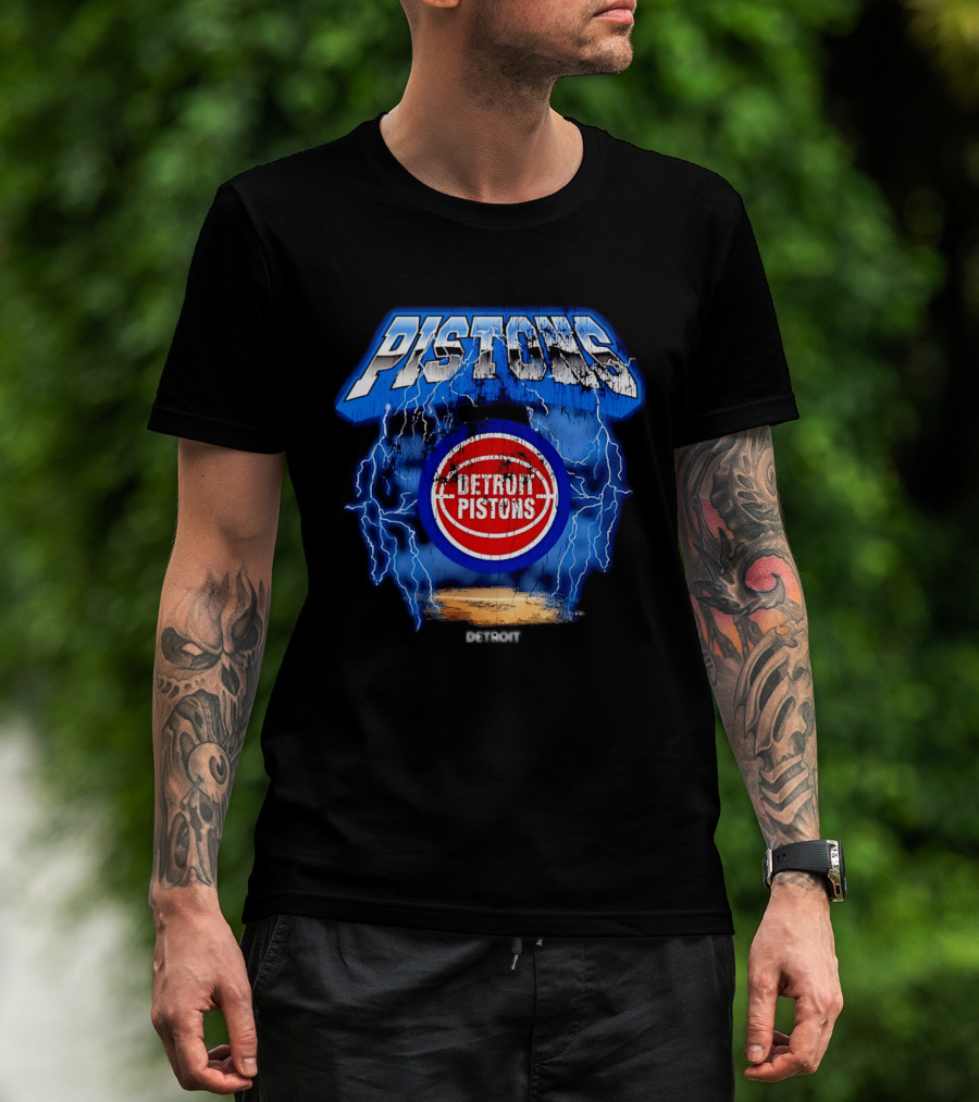 Detroit Pistons Lightning Effects Blue Electric Impact T-Shirt