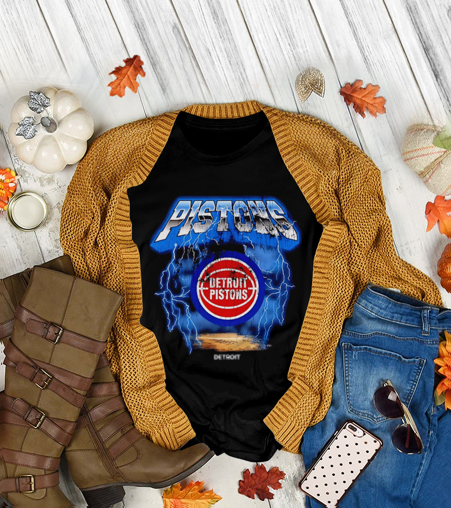 Detroit Pistons Lightning Effects Blue Electric Impact T-Shirt