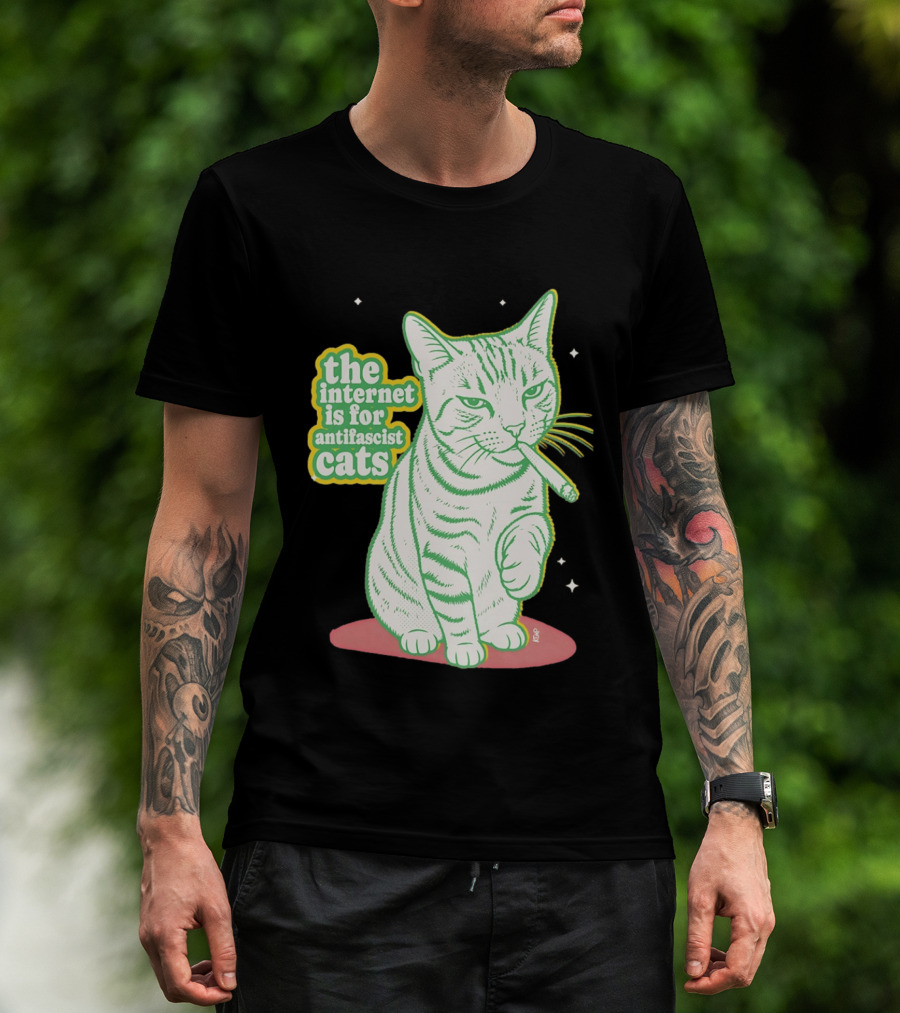 Antifascist Cats Internet Humor Smoky Cat Relaxation T-Shirt