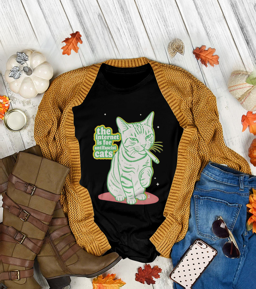 Antifascist Cats Internet Humor Smoky Cat Relaxation T-Shirt