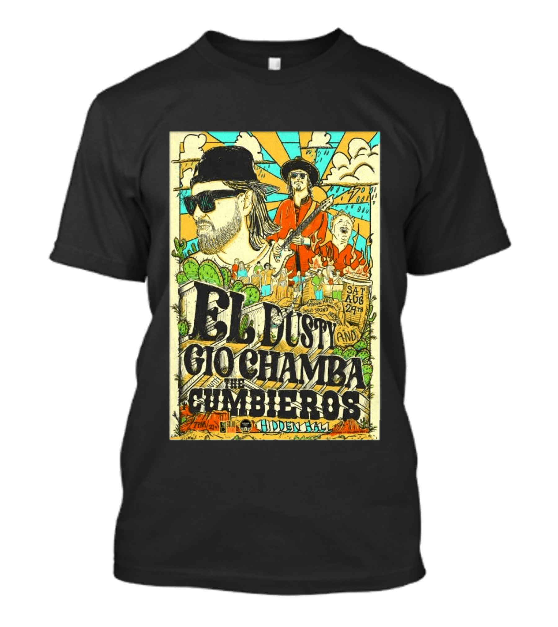 EL Dusty And Gio Chamba The Cumbiaeros Hidden Hall Seattle August 29th T-Shirt