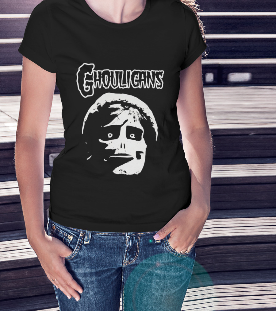 Ghouligans Classic Horror Punk Skull Face White T-Shirt