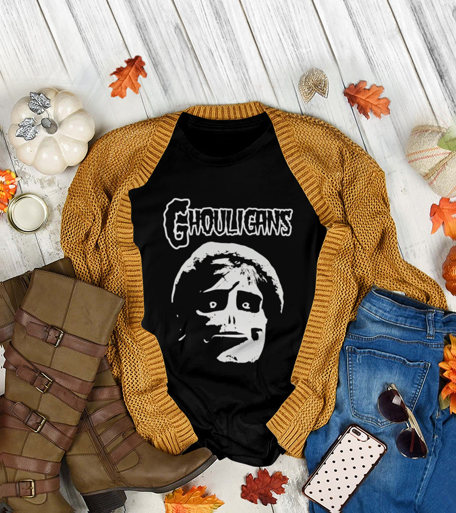 Ghouligans Classic Horror Punk Skull Face White T-Shirt