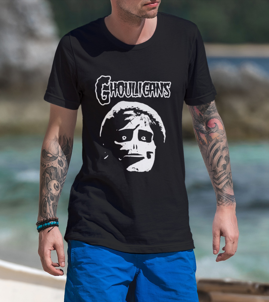 Ghouligans Classic Horror Punk Skull Face White T-Shirt