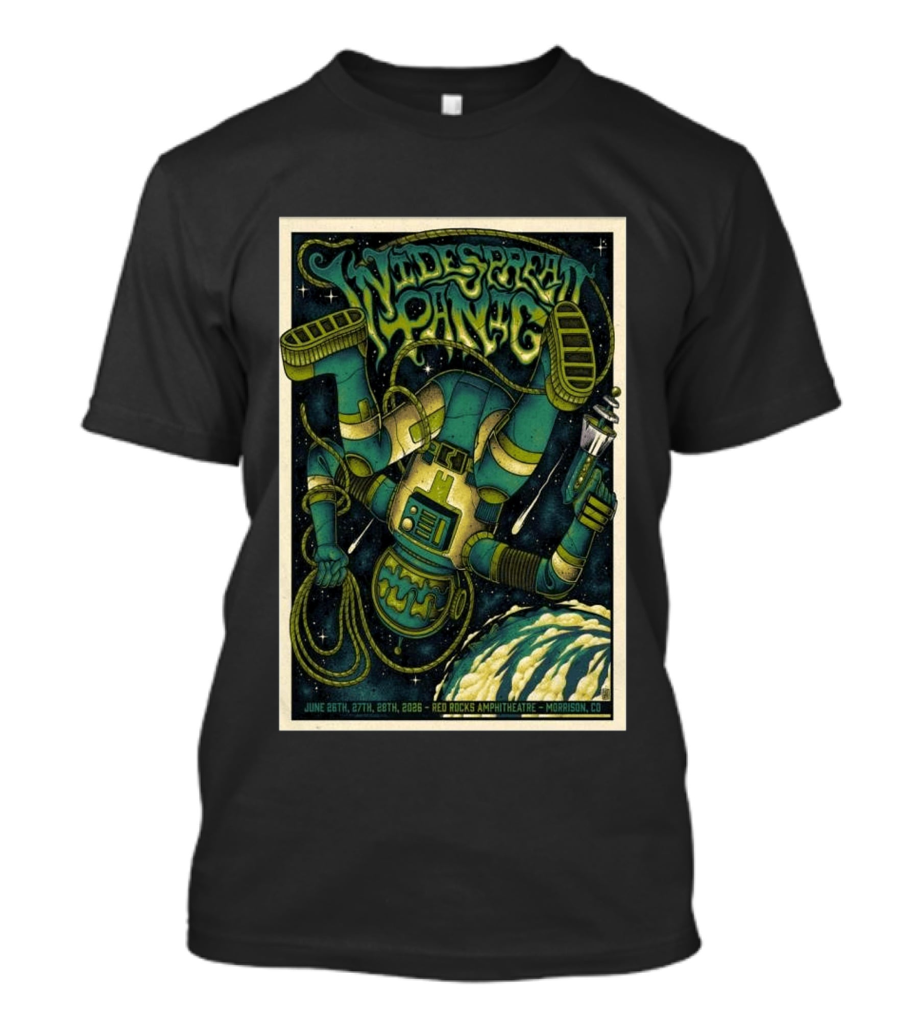 Widespread Panic Space Themed Red Rocks Amphitheatre Morrison CO June 26 27 28 2026 T-Shirt