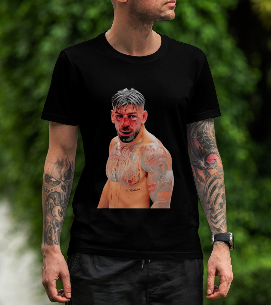 Ilia Topuria MMA Fighter Portrait Bleeding Face T-Shirt