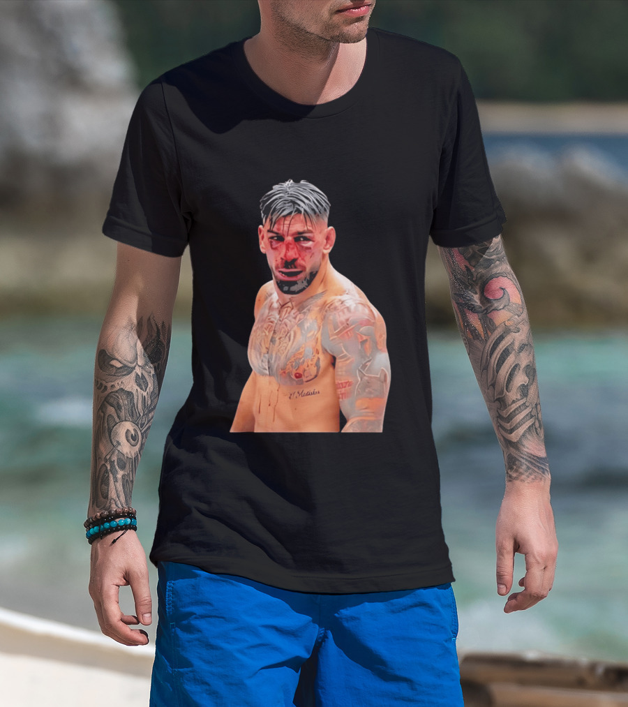 Ilia Topuria MMA Fighter Portrait Bleeding Face T-Shirt