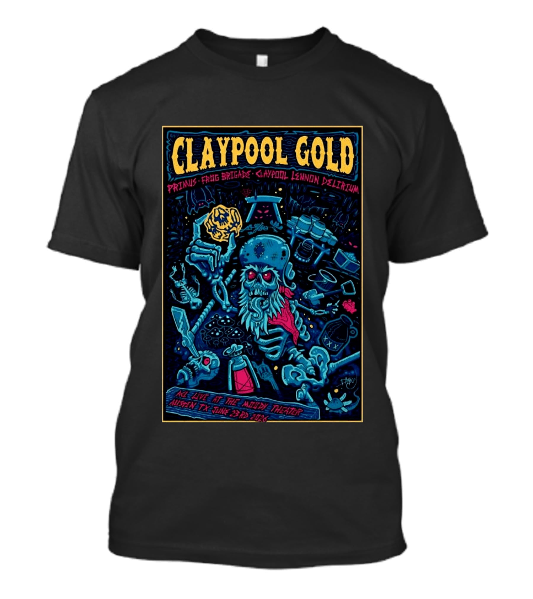 Claypool Gold Primus Frog Brigade Lennon Delirium Live Austin TX June 23 2026 T-Shirt