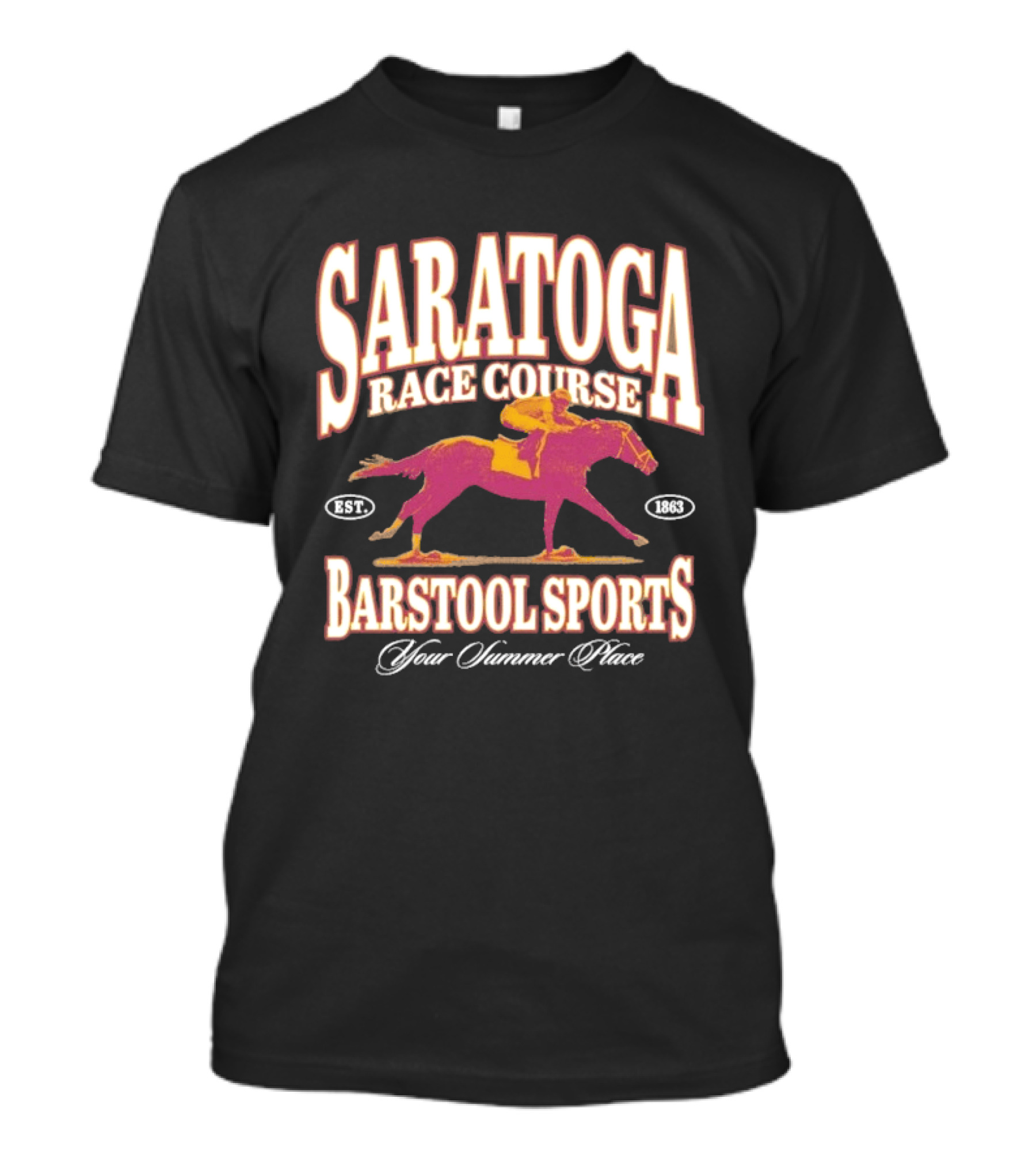 Saratoga Race Course Barstool Sports Your Summer Place Horse Racing T-Shirt