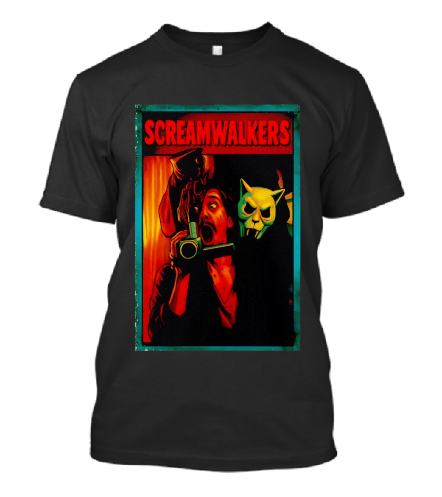 Screamwalkers Horror Movie With Camera And Masked Figure T-Shirt