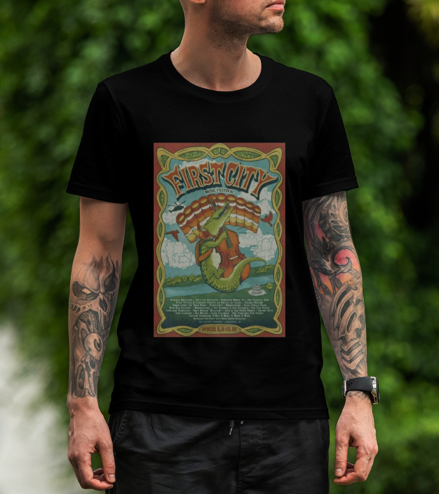 September 24th 26th 2026 First City Music Festival Vincennes IN Crocodile Playing Banjo T-Shirt