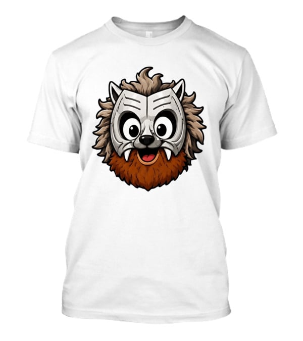 Werewolf Mask Cartoon With Adorable Big Eyes And Fangs T-Shirt