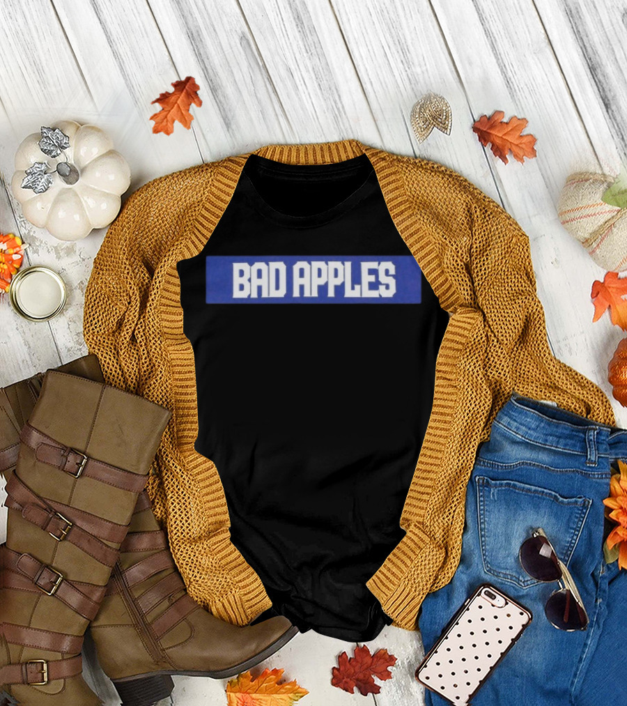 Bad Apples Bold Text White on Blue T-Shirt