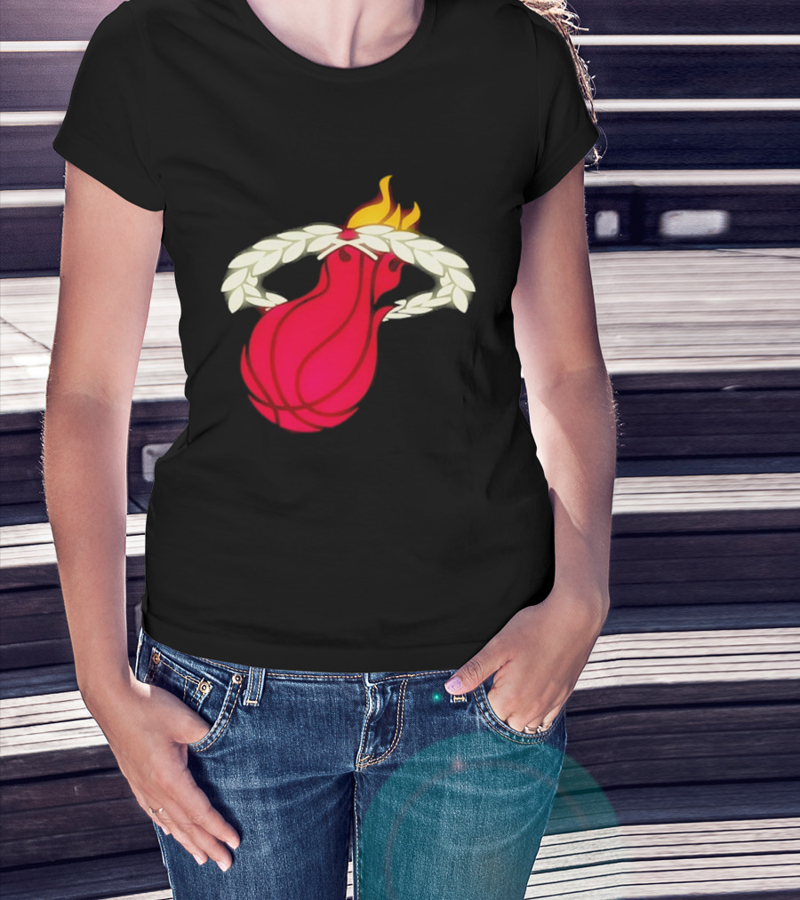Miami Heat Flaming Basketball Wreath NBA T-Shirt