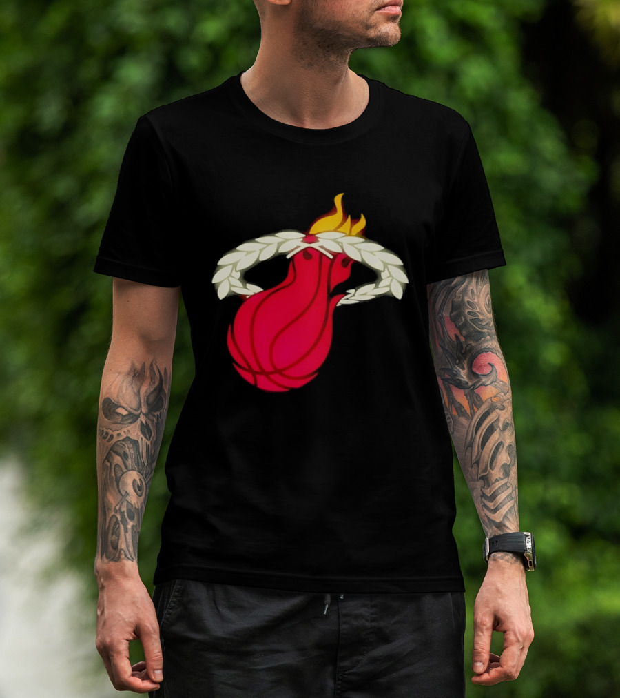 Miami Heat Flaming Basketball Wreath NBA T-Shirt