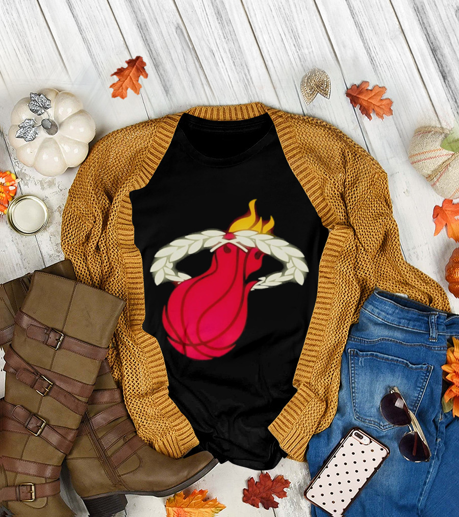Miami Heat Flaming Basketball Wreath NBA T-Shirt