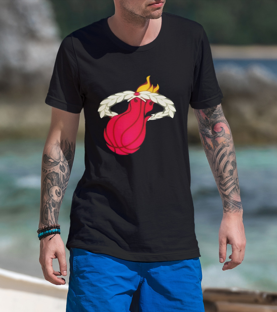Miami Heat Flaming Basketball Wreath NBA T-Shirt