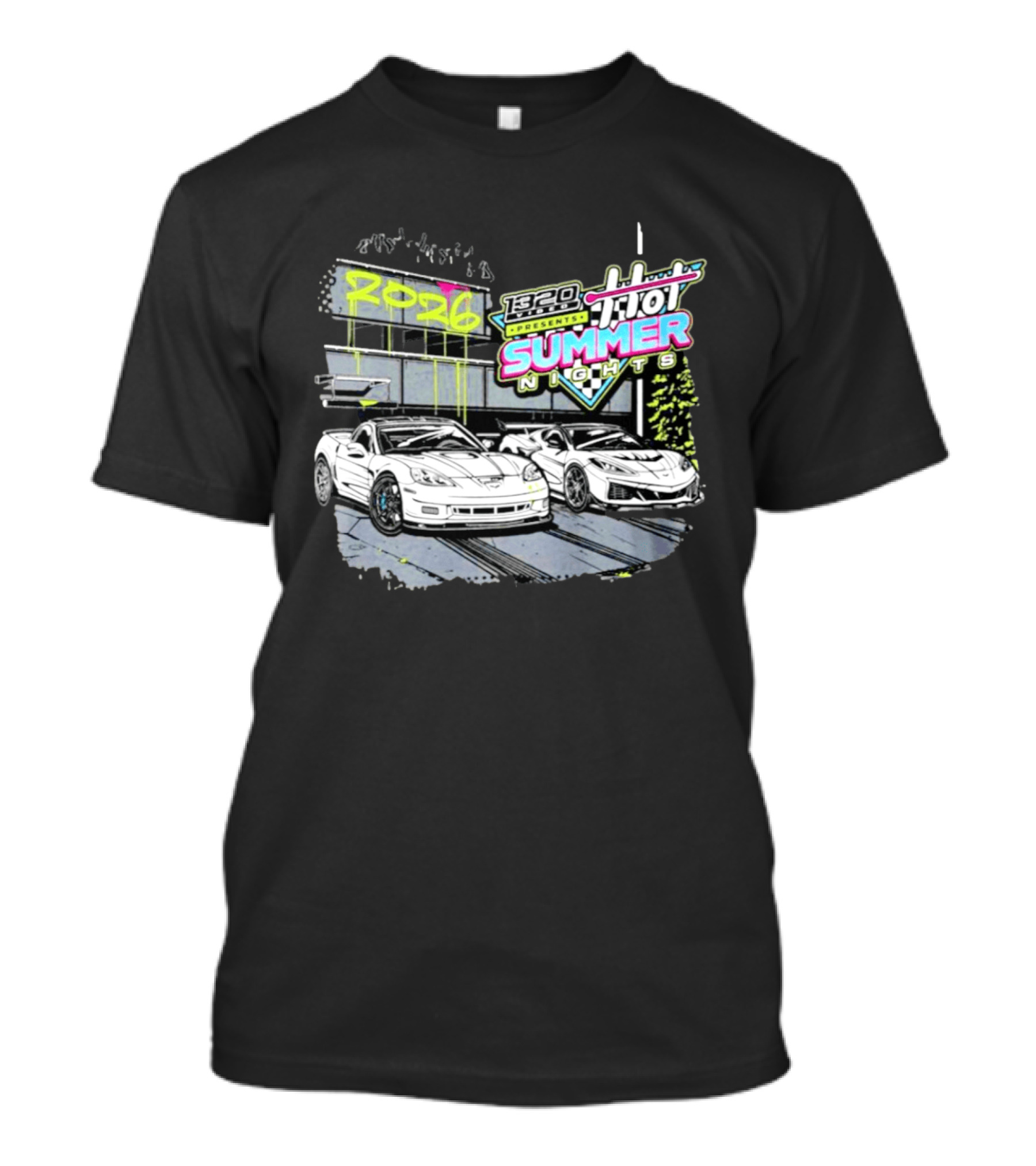 1320 Presents Hot Summer Nights 2026 Street Racing Cars T-Shirt