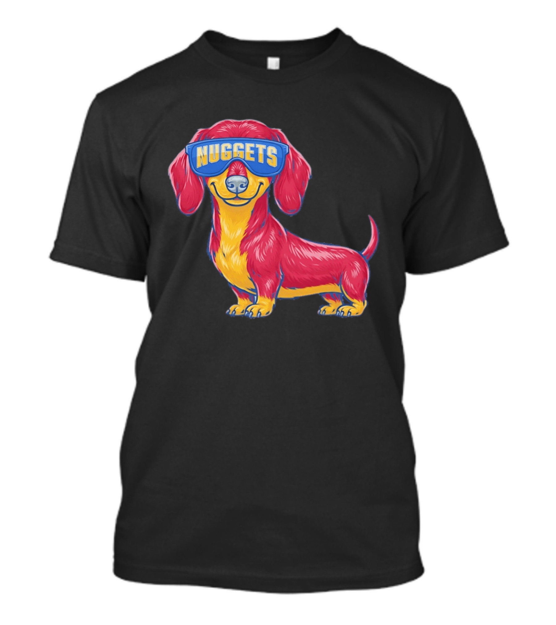 Denver Nuggets Dachshund Dog Wearing Oversized Glasses T-Shirt
